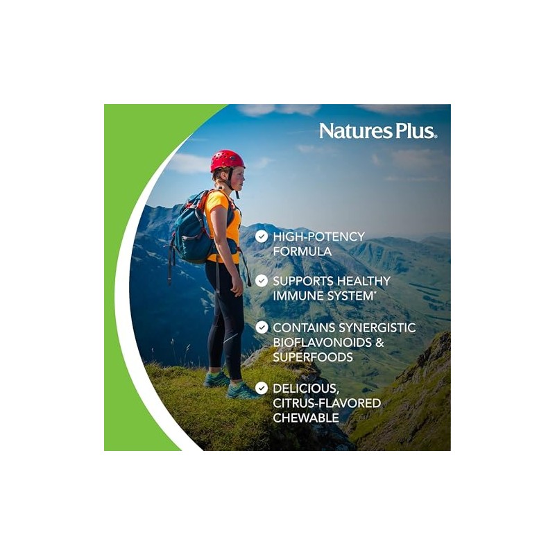 NaturesPlus Immune Chewable Vitamin C 500mg - Tasty Citrus Flavour