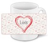Liebestasse mit Namen Loris und schönem Love-Motiv mit Herzen -