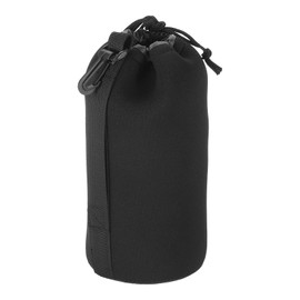 PATIKIL Camera Lens Bag 9x25cm Drawstring Lens Pouch with Thick Protection Neoprene Lens Case for DSLR Camera Lens Water Coffee Cup Black, Modern