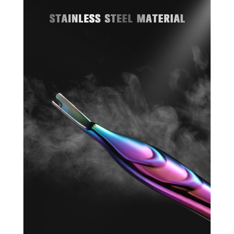 FERYES Cuticle Pusher with Fork, 2-in-1 Cuticle Trimmer Nail Care