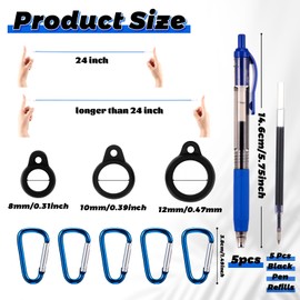 Lewtemi 5 Sets 24 Inch Pen Leash for Clipboard Lanyard Holder Pen Silicone Ring Buckle for Office Supplies (Blue)