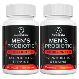 Probiotic for Men, 500 Billion CFU 12 Strains, Men's Probiotic with Cranberry, Turmeric, Goji Berry, Probiotics for Gut & Digestive Health, Gluten and Dairy Free, 60 Capsules (60 Count (Pack of 2))