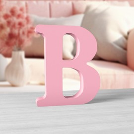 Aruatu Pink Wood Letters - 6 Inch Unfinished Standing Letters for Wall Decor and Craft Projects