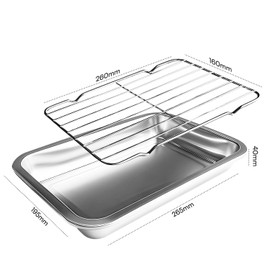 Hobsir hob Stainless Steel Baking Pan Cookie Sheet with Cooling Rack Single Wall Oven