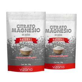 VIZANA NUTRITION | Citrato de Magnesio en Polvo (Trimagnesio Citrato Anhidro) 200g por Pack, (Pack-2 Bolsas de 100g)