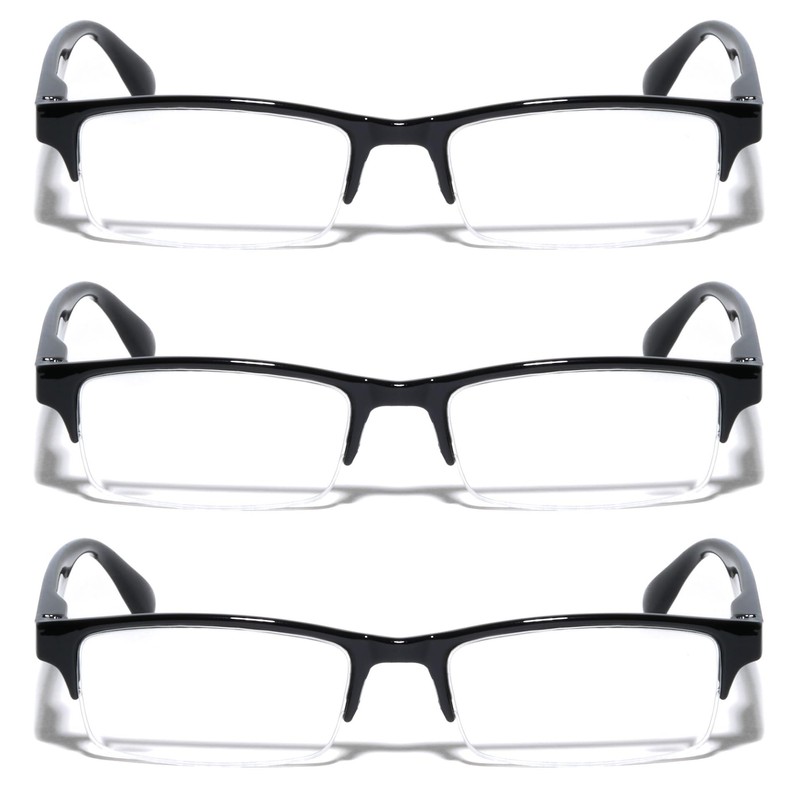 V.W.E. 3 Pairs Rectangular Half Rim Reading Glasses - Simple