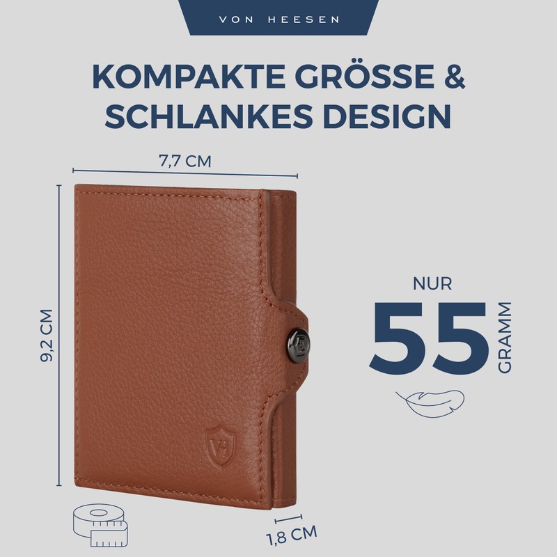 VON HEESEN Credit Card Holder Credit Card Holder, cognac brown,