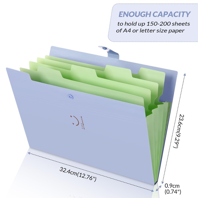 SKYDUE Letter A4 Paper Expanding File Folder Pockets Accordion Document