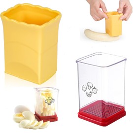 Walquicks Fruit and Vegetable Cutting Machine Speed Cutter for Strawberry Banana Apple Egg Stainless Steel Vegetable Cutting Kitchen Gadget Kitchen Portable Slicing Tool with Push Plate (2 pcs)