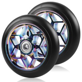 Pack of 2 Stunt Scooter Wheels 110 mm, Colourful Scooter Replacement Wheels, 88A Scooter Wheels for Stunt with ABEC-9 Bearings Aluminium Spoke Core, Replacement Wheels Scooter Wheels Compatible with