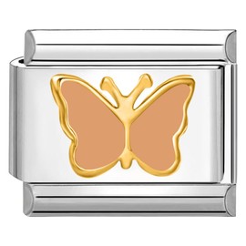 Quiges - 9 mm Italian Style Charm Module Stainless Steel Butterfly for Italian Bracelets, Copper