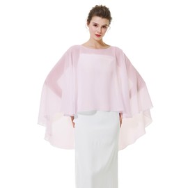 BEAUTELICATE Women Chiffon Capelet Wedding Bridal Cape Sheer Overlay Poncho Stole