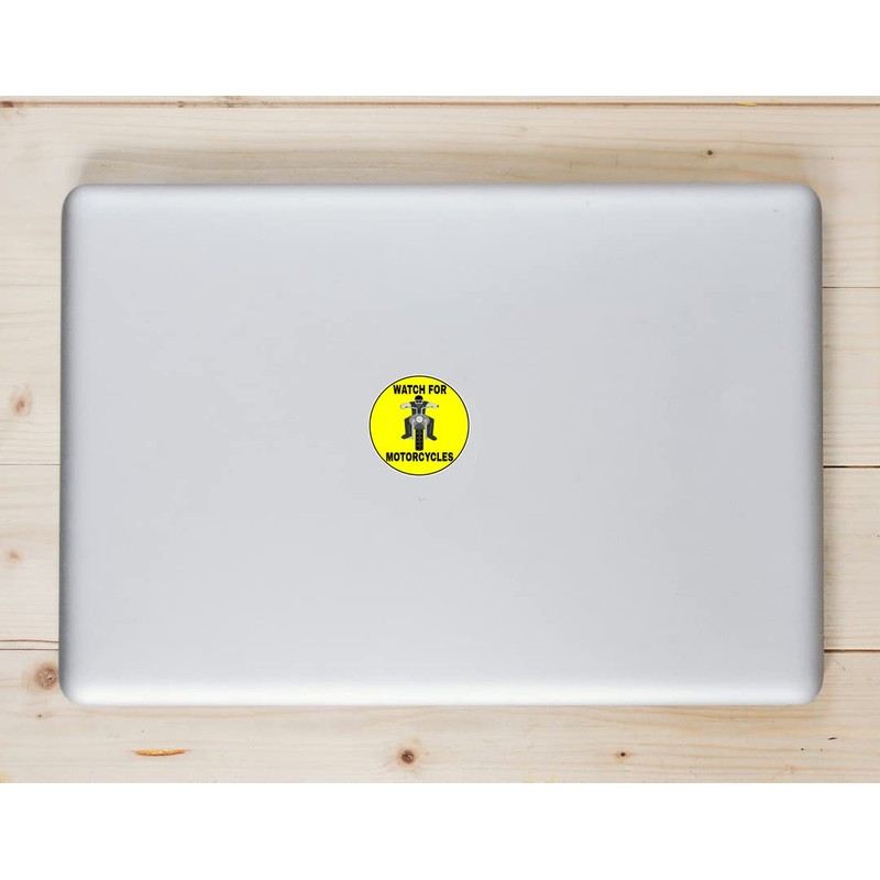 U.S. Custom Stickers Watch for Motorcycles Yellow Circle Sticker 8