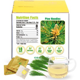 Soilmount Pine Needle Tea, Natural Pinus Massoniana Tea, (马尾松针茶/Ma wei song zhen cha/100% Natural Pinus massoniana/솔잎) Non-GMO, Caffeine-Free, 18 Bleach-Free Tea Bags