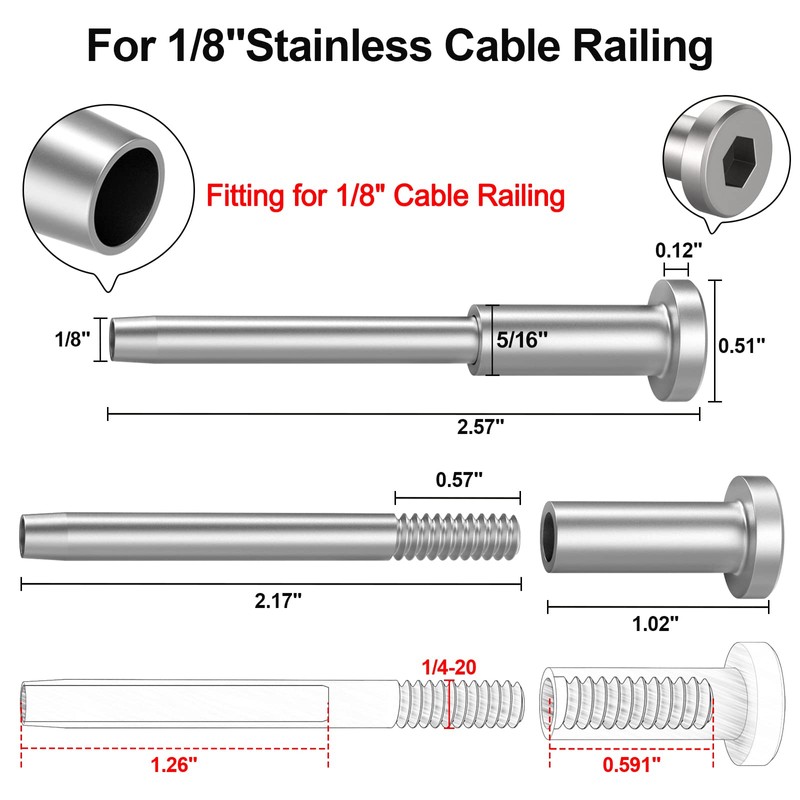 BLIKA 60 Pack Invisible Cable Railing Kits, T316 Stainless Steel