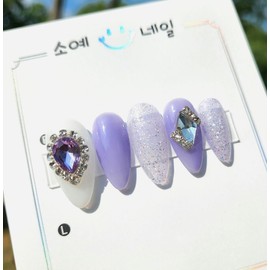 Berry Perry Twinkle Handmade Nail Tip - Petit Coffin / 베리 페리 트윙클 수제네일팁 - 쁘띠 코핀