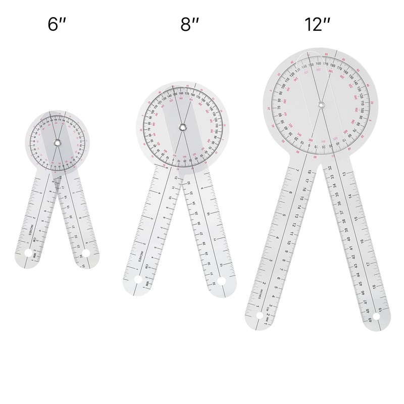 Goniometer Set 3 Pieces of 6/8/12 Inch Occupational Physical Therapy