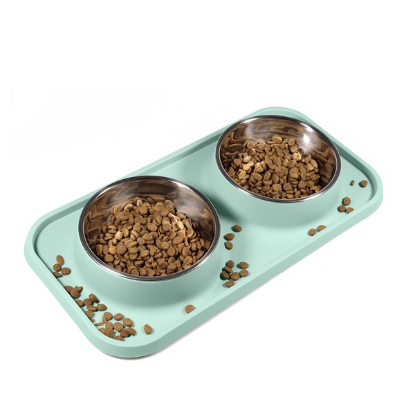 L.D.Dog Cat Food Bowls, Cat Bowls Non-Skid and Non-Spill Silicone
