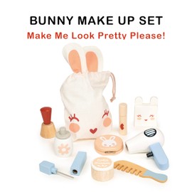 Mentari Wooden Toy Bunny Make Up Set - Pretend Play Vanity Set For Children Ages 3+