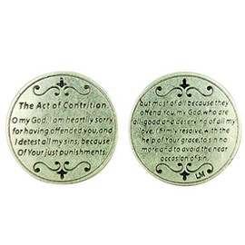 Devotional Pocket Token with Catholic Church Prayer "The Act of Contrition"