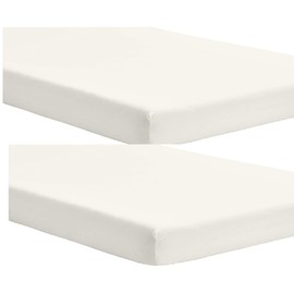 Dudu N Girlie Mini Cot Fitted Sheet 50 x 100 | Space Saver Cot Sheets 100 x 50cm | Hypoallergenic Travel Cot Sheet Breathable Easy Care | Junior Bed sheets (Pack of 2, Cream)