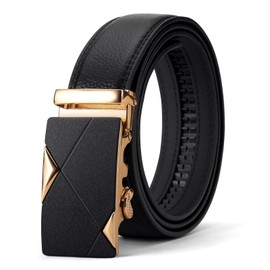 EnjoIt G5033 Men's Belt, Men's Belt, Large, Genuine Leather, Auto-Lock Belt, No Holes, Adjustable Size, Fits Waist 43.3 - 47.2 inches (110 - 120 cm), Business, Leisure, Classic, Simple, Suit, black,