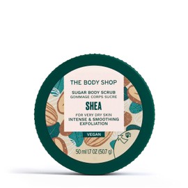 The Body Shop Shea Body Scrub INTENSE SUGAR BODY EXFOLIATOR FOR VERY DRY SKIN, 50 ml Travel size (Pack x2)