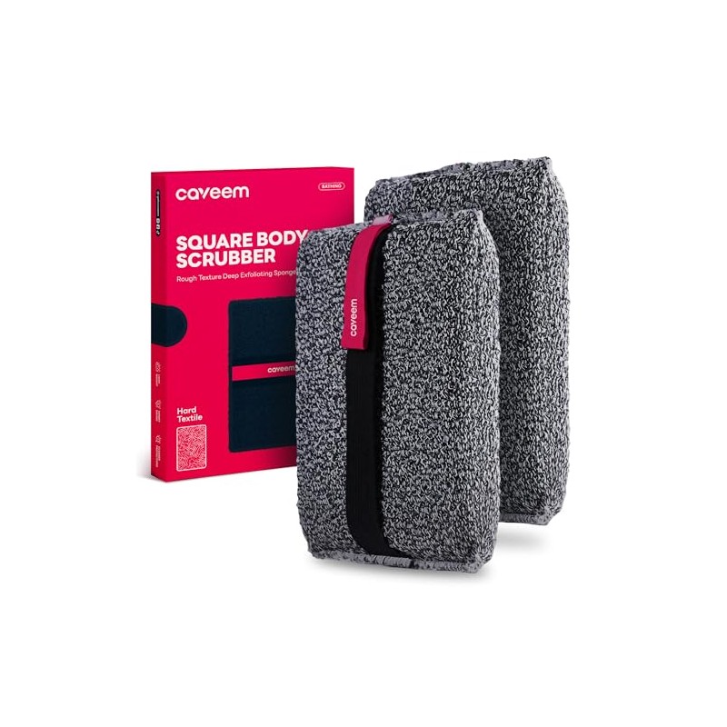 CAVEEM Estropajo corporal cuadrado para exfoliación profunda, 2 unidades