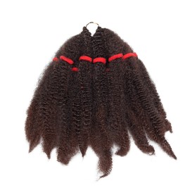 One Pack Afro Kinky Bulk Curly Crochet Hair Fluffy Synthetic Hair Extensions For Braiding 11"/27CM Afro Twist Hairpiece, Black & Dark Auburn
