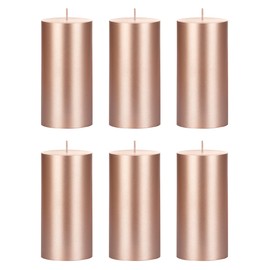 Mega Candles 6 pcs Unscented Solid Rose Gold Pillar Candles, Hand Poured Premium Wax Candle 3 Inch x 6 Inch, Home Décor, Spas, Weddings, Celebrations, Party, Centerpieces, Holidays, Vigils, Prayers