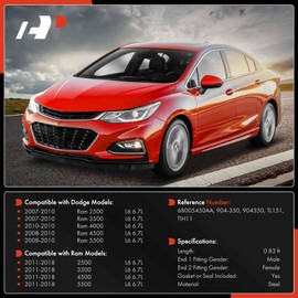 A-Premium Turbocharger Oil Return Line Compatible with Dodge Ram 2500 3500 2007-2010, Ram 4500 5500 2008-2010, Ram 4000 2010 & Ram 2500/3500/4500/5500 2011-2018, 6.7L, Return