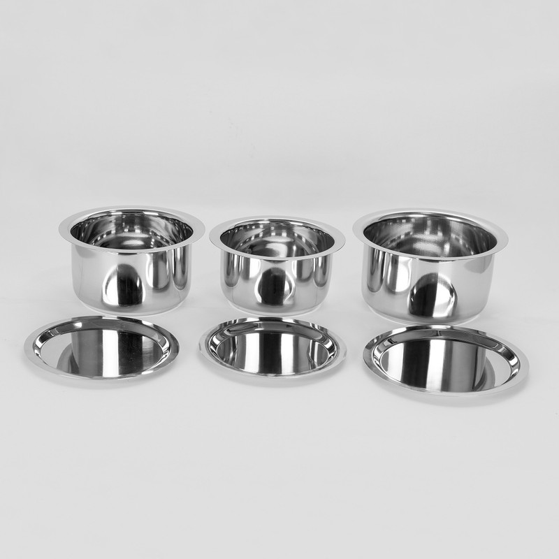 Sumeet Stainless Steel Cookware Set With Lid, 1L, 1.4L, 1.8L,