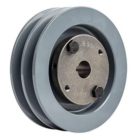 Cast Iron 4.5" 2 Groove Dual Belt A Section 4L Pulley with 5/8" Sheave Bushing