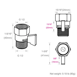 Shower Water Flow Restrictor, APLusee Brass Pressure Regulator Cut off Control Valve with Adjustable On Off Switch Handle for Universal Shower Head and Arm (Matte Black-)