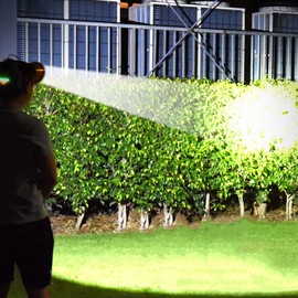 LBJD Hunting Headlamp for Adults, LED Super Bright Headlamps with Back Battery Pack, Wide Spot Beam, Charge for Cell Phone, for Power Outages, Camping, Emergency