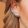 Yienate Fashion Silver Feather Earrings Angel Wings Crawler Climber Water