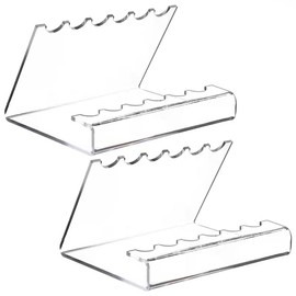 lasenersm 2 Pieces Acrylic Pen Holder Pen Stand Display Pen Display Stand Makeup Brush Rack Organizer Paintbrush Drying Rack 6 Holes Acrylic Pencil Stand Ballpoint Pen Display Rack, Transparent