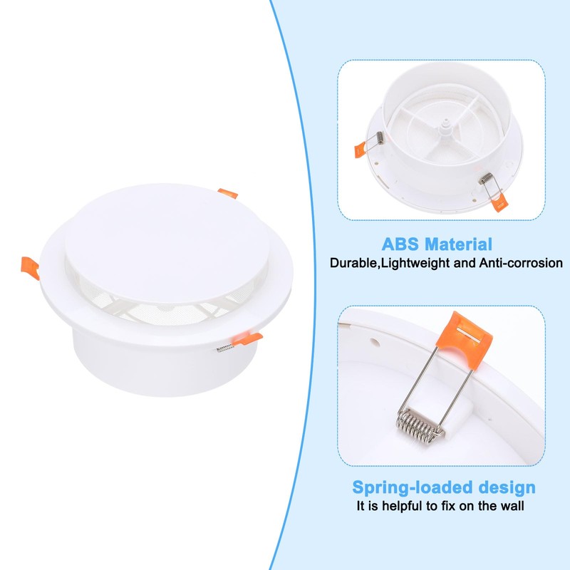 PATIKIL 6 Inch Round Air Vent Spring Loaded, ABS Adjustable