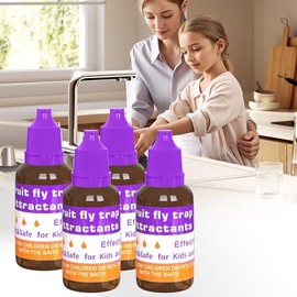 Fruit Fly Trap Refill Liquid Replacement Only 4 Packs- Purple Liquid Fly Traps for Indoors- Safe Near Pets,Food and Kids- Fruit Fly Lure Refill Liquid Trap Easy to Use Fly Traps for House