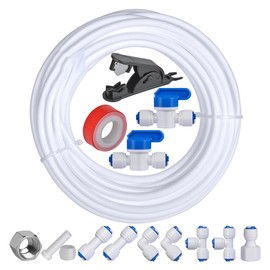 Atelierate 32.8ft Refrigerator Water Line Kit,1/4inch OD Water Line Kit for Fridge Icemaker Reverse Osmosis System Water Filter