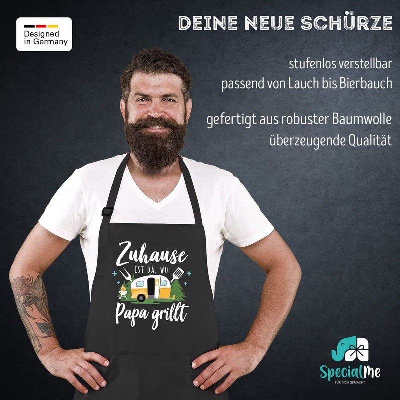 SpecialMe® BBQ Apron with Saying "Zuhause ist da wo Papa