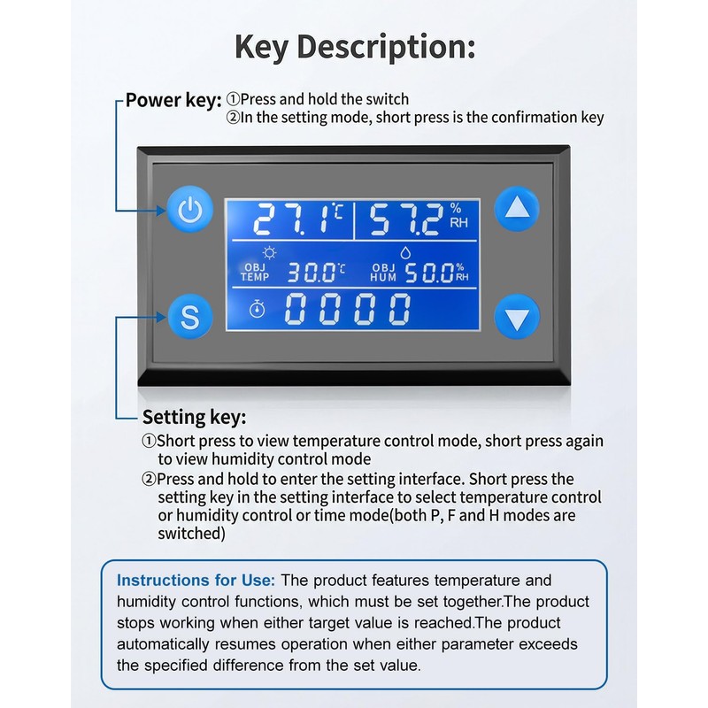 Electric Humidifier for Cabinet with Humidity Temperature Control, 110V Circulating