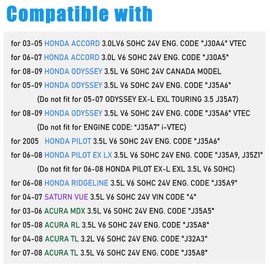 AUCERAMIC VS50607R - Juego de juntas de tapa de válvula para Honda Accord Odyssey Pilot Ridgeline 2003-2008 Acura Tl Mdx Rl 2004-2007 Saturn Vue 3.0L 3.5L 12341RCAA01