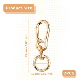 Pack of 2 Carabiner Keyrings, Small Carabiner Hook, Key Ring, Carabiner Gold, Removable Carabiner Hook, Key Ring Carabiner for Car Keys Backpack