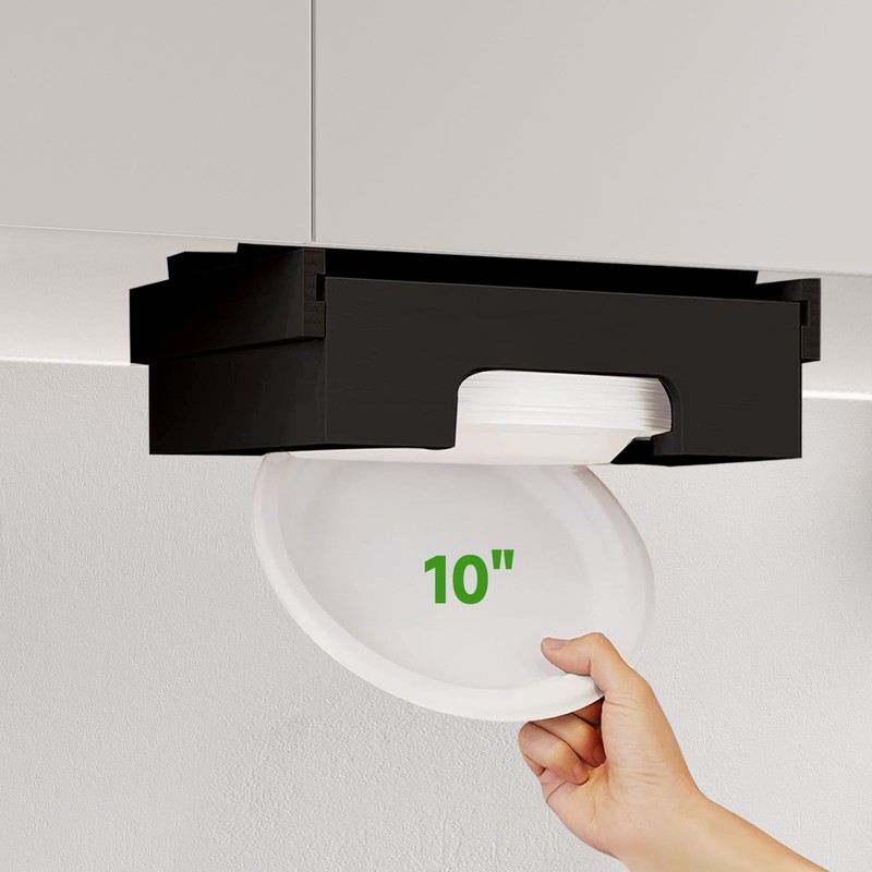 Paper Plate Dispenser Under Cabinet - 10 inch Bamboo Paper