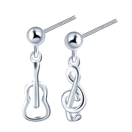 MOOFUN Music Earrings Stud Earrings Silver Women's Earrings Stud 925 Silver Earring Studs Guitar Notes Earrings for Mum Girlfriend Teenager Girls Sister Women Gift Birthday Gift, Sterling Silver