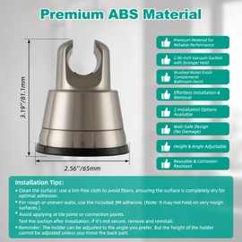 2 Pack Vacuum Suction Cup Shower Head Holder, Removable Shower Head Bracket, Height Adjustable Wall Mount ABS Plastic Suction Holder for Handheld Showerhead, Brushed Nickel