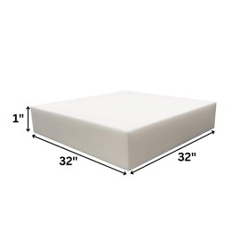 FoamRush 1" x 32" x 32" Upholstery Foam Cushion High Density (Chair Cushion Square Foam for Dinning Chairs, Wheelchair Seat Cushion Replacement)
