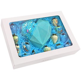 RIFMEAE Cookie Boxes, 14" x 10" x 2.5" White Bakery Boxes with Window, Auto-Popup Treat Boxes, Pastry Boxes for Cookies, Donuts, Muffins and Strawberries [ Pack of 15 ]