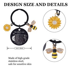 Zaamwoyy Christian Keychain Religious Gifts - Bible Verse Sunflower Inspirational Christian Key Chain Women Cute Keychain for Car Keys Religious Gifts for Women Men Adults Christmas Gifts(Black)